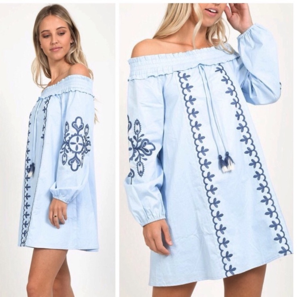 BOHO OFF THE SHOULDER DETAIL DRESS - Picture 2 of 4